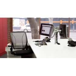 ATDEC DUAL DISPLAY MONITOR ARM SILVER